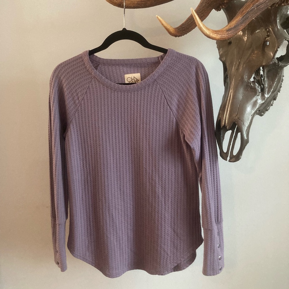 Purple Long Sleeve Ribbed Top